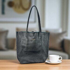 Anita Black Italian Leather Women’s Handbag – Designer Shopper Tote Bag